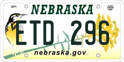 NE license plate ETD296