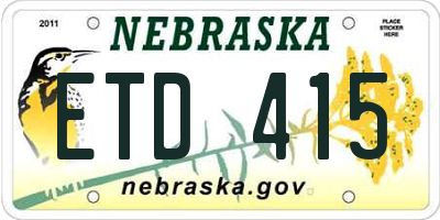 NE license plate ETD415