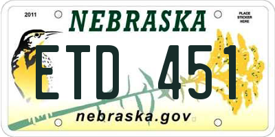 NE license plate ETD451