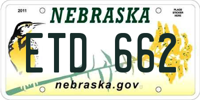 NE license plate ETD662