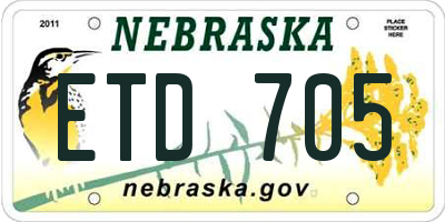 NE license plate ETD705