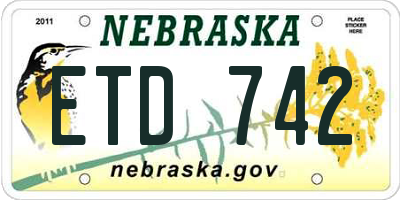 NE license plate ETD742