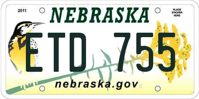 NE license plate ETD755