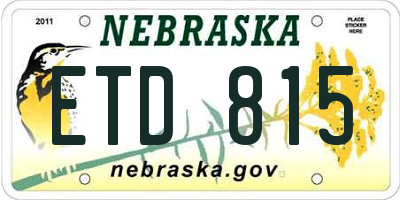 NE license plate ETD815