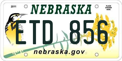 NE license plate ETD856