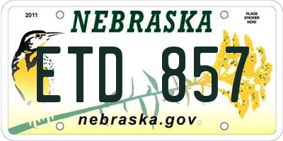 NE license plate ETD857