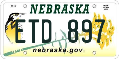 NE license plate ETD897