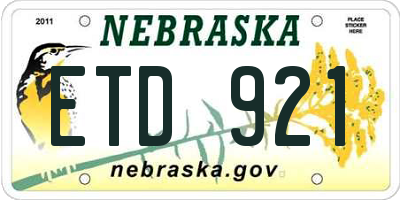 NE license plate ETD921
