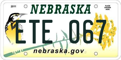 NE license plate ETE067