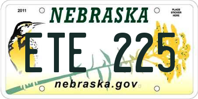 NE license plate ETE225