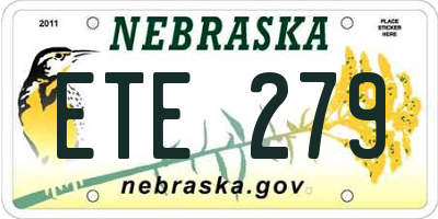 NE license plate ETE279