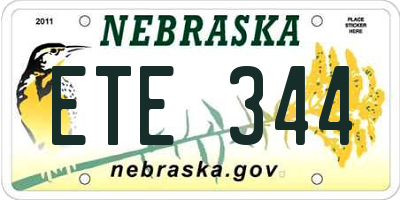 NE license plate ETE344