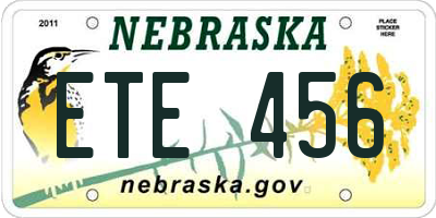 NE license plate ETE456