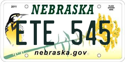 NE license plate ETE545