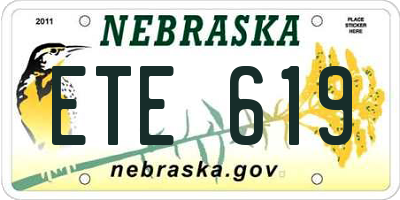 NE license plate ETE619