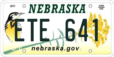 NE license plate ETE641