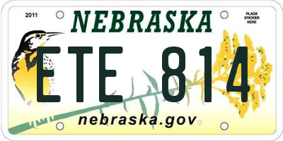 NE license plate ETE814