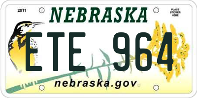 NE license plate ETE964