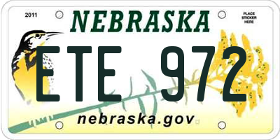 NE license plate ETE972