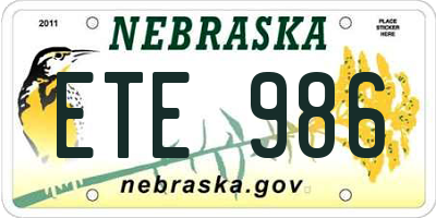 NE license plate ETE986