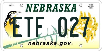 NE license plate ETF027