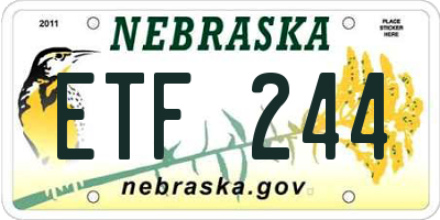 NE license plate ETF244