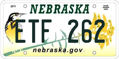 NE license plate ETF262