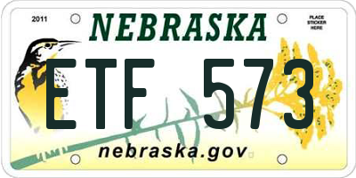 NE license plate ETF573