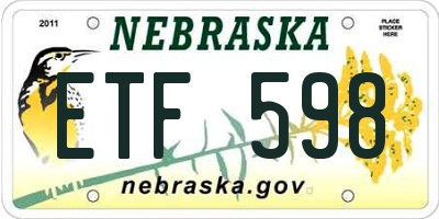 NE license plate ETF598