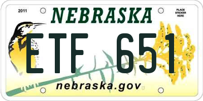 NE license plate ETF651