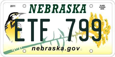 NE license plate ETF799
