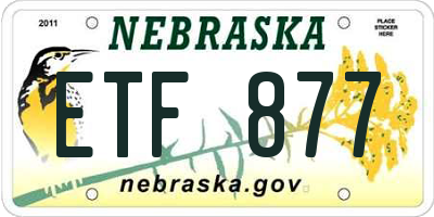 NE license plate ETF877
