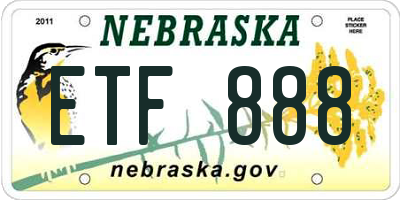 NE license plate ETF888