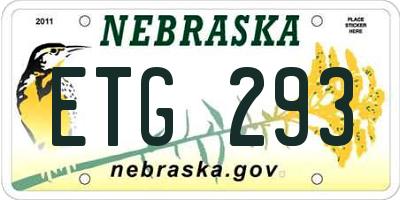 NE license plate ETG293