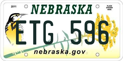 NE license plate ETG596