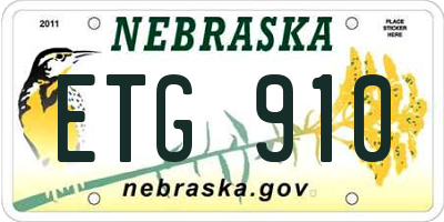 NE license plate ETG910