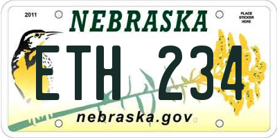 NE license plate ETH234