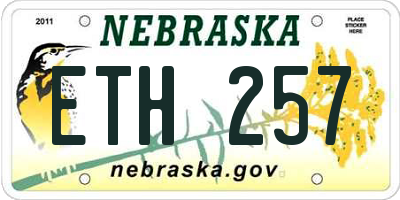 NE license plate ETH257