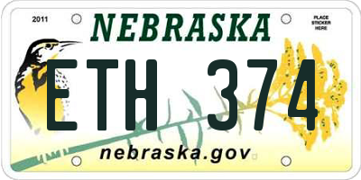 NE license plate ETH374