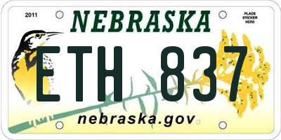 NE license plate ETH837