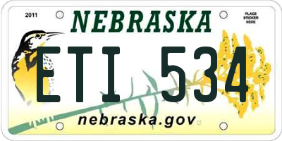 NE license plate ETI534