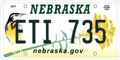 NE license plate ETI735