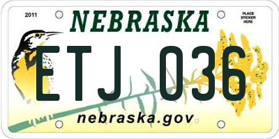 NE license plate ETJ036