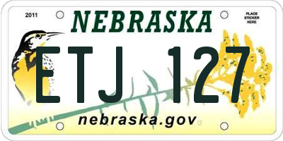 NE license plate ETJ127