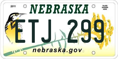 NE license plate ETJ299