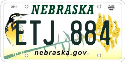 NE license plate ETJ884