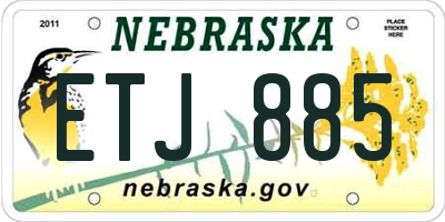 NE license plate ETJ885