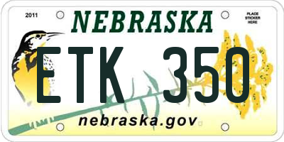 NE license plate ETK350