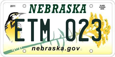 NE license plate ETM023