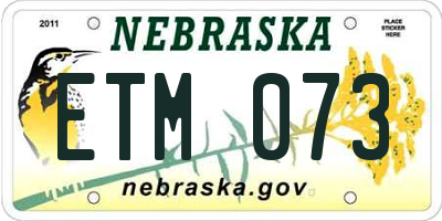 NE license plate ETM073